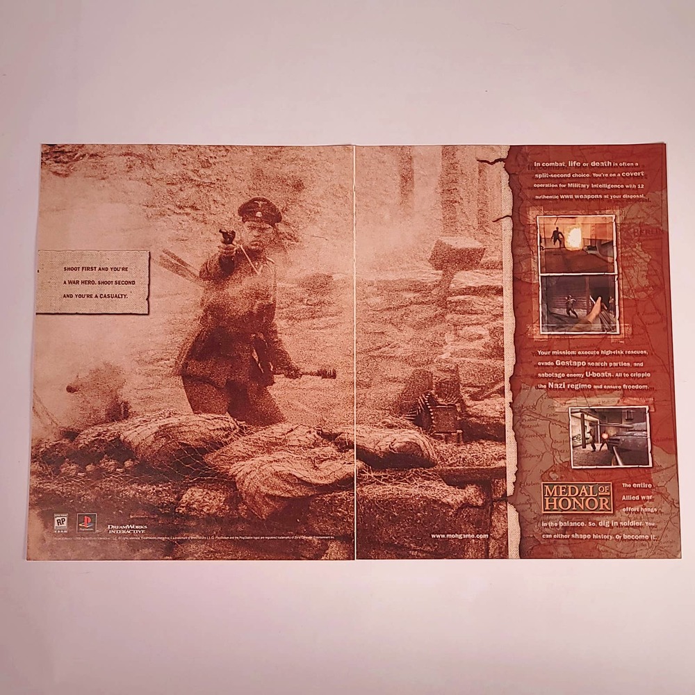Medal Of Honor "Shoot First And You're A War Hero" Two-Page Print Ad Maxim 11x17